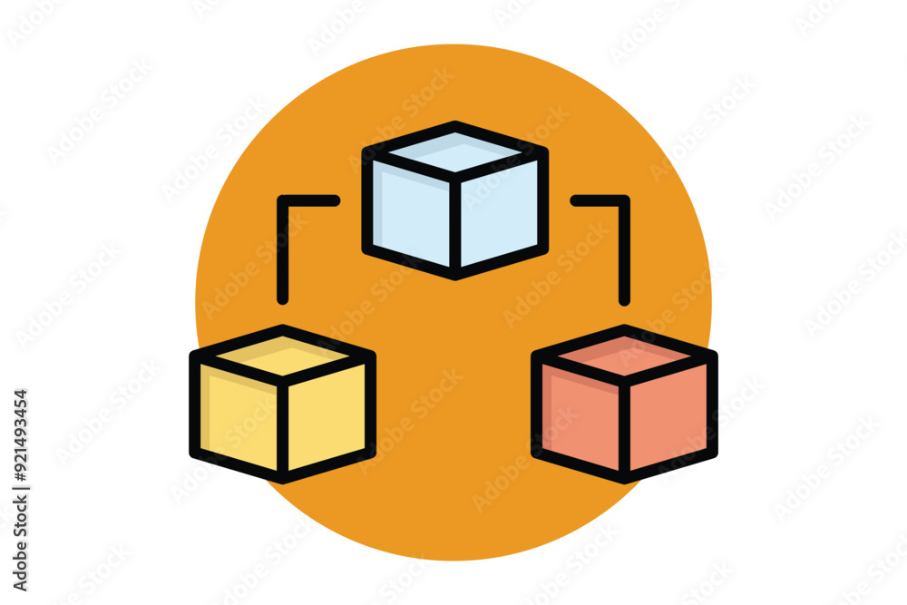 Poster blockchain colored outline icon. icon related to digital. data analytics elements vector illustratio