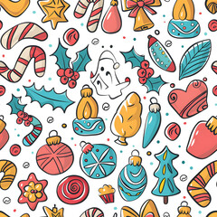 New Year and Christmas 2d cartoon or graphic advertising background, Seamless pattern
