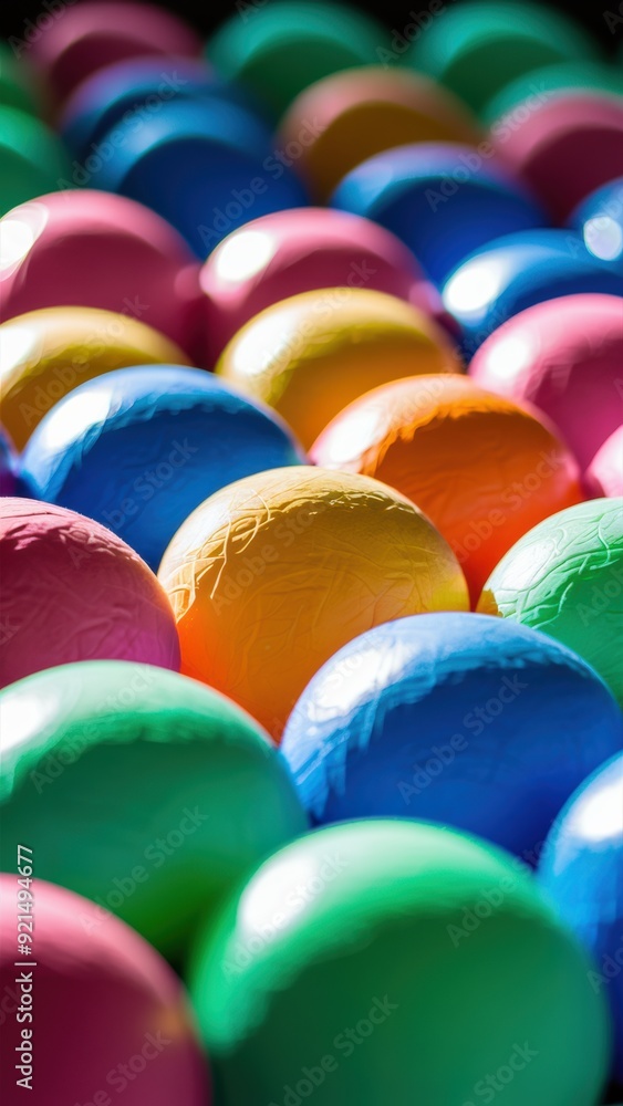 Sticker A close up of a bunch of colorful eggs in an egg carton, AI