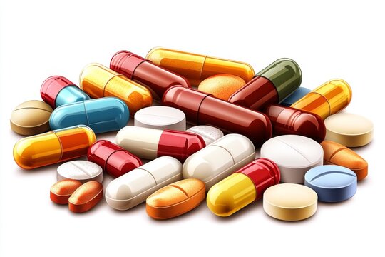 Mixed variety of colorful pills and capsules offering a wide range of healthcare solutions