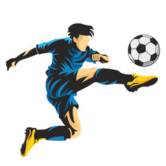 soccer player kicking ball