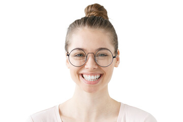Fototapeta premium Joyful woman with a broad smile, radiating happiness and positivity