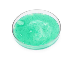 Petri dish with sample isolated on white