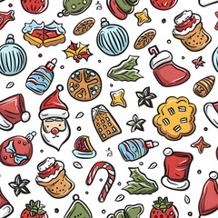 New Year and Christmas 2d cartoon or graphic advertising background, Seamless pattern
