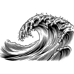Hand drawn Ocean Waves Sketch Illustration