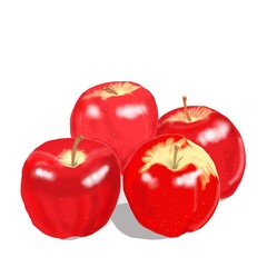 The fresh and healthful red apples
