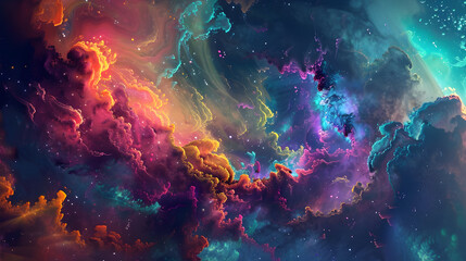 Abstract Cosmic Nebula Illustration with Vivid Colors