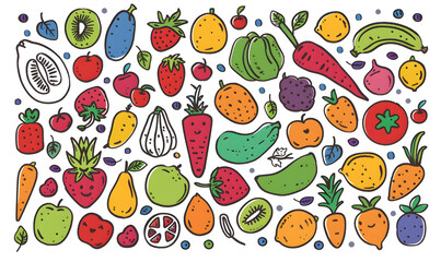 Obraz premium vegetable and fruits photo or illustrator on white background