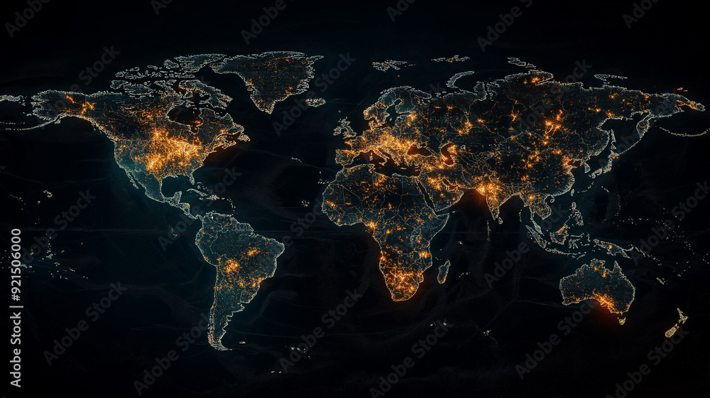 Poster Global Network Connectivity and Data Exchange on a World Map