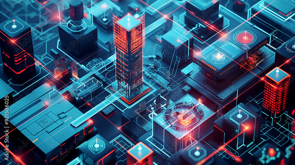 Poster a multi-layered cybersecurity defense system with firewalls, intrusion detection systems, and secure