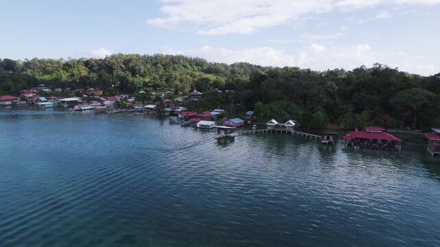 Beautiful Island Bastimentos in Panama, Bocas archipelago, houses on the water, aerial