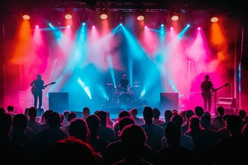 Energetic Live Music Performance Under Colorful Lights With Enthusiastic Audience Cheers