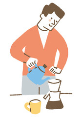 Man brewing his favorite coffee_Color