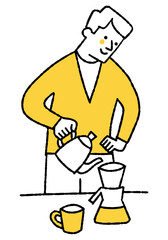 Man brewing his favorite coffee