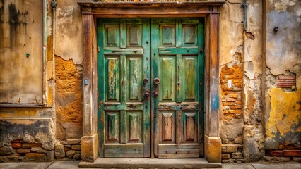 Old, weathered wooden door with patina
