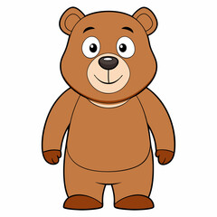 Bear isolated on white,  bear vector illustration,  Animal vector art,  bear silhouette,  teddy bear vector icon,  brown bear cartoon line art, eps