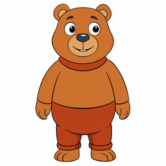 Bear isolated on white,  bear vector illustration,  Animal vector art,  bear silhouette,  teddy bear vector icon,  brown bear cartoon line art, eps