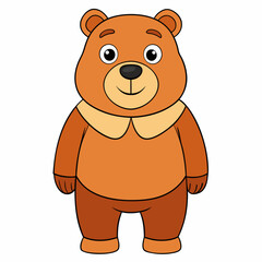 Bear isolated on white,  bear vector illustration,  Animal vector art,  bear silhouette,  teddy bear vector icon,  brown bear cartoon line art, eps