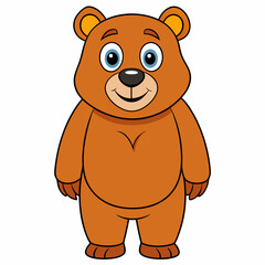 Bear isolated on white,  bear vector illustration,  Animal vector art,  bear silhouette,  teddy bear vector icon,  brown bear cartoon line art, eps