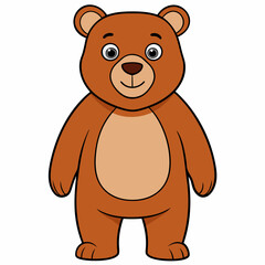 Bear isolated on white,  bear vector illustration,  Animal vector art,  bear silhouette,  teddy bear vector icon,  brown bear cartoon line art, eps