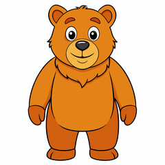 Bear isolated on white,  bear vector illustration,  Animal vector art,  bear silhouette,  teddy bear vector icon,  brown bear cartoon line art, eps