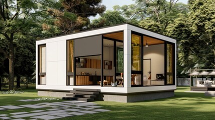 Modern Minimalist House in a Lush Green Setting