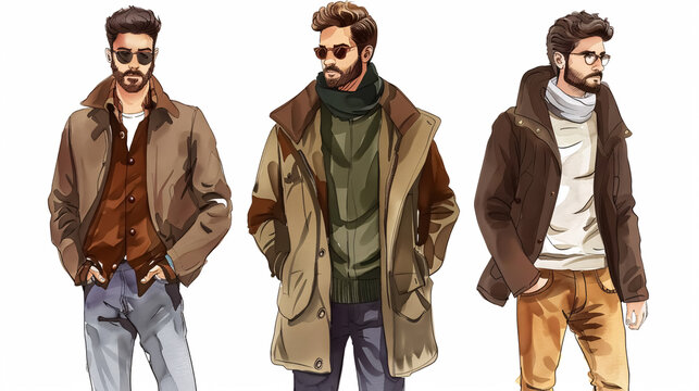 Same Man in Different Style Clothes: A sequence or comparison of the same man dressed 
