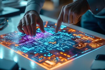 Futuristic Circuit Board Touchscreen Interface with Inspired Design