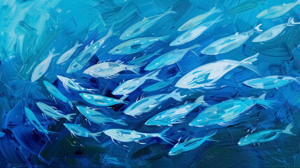 Scad Jamb Underwater: Large school of scad fish swimming underwater, showcasing 