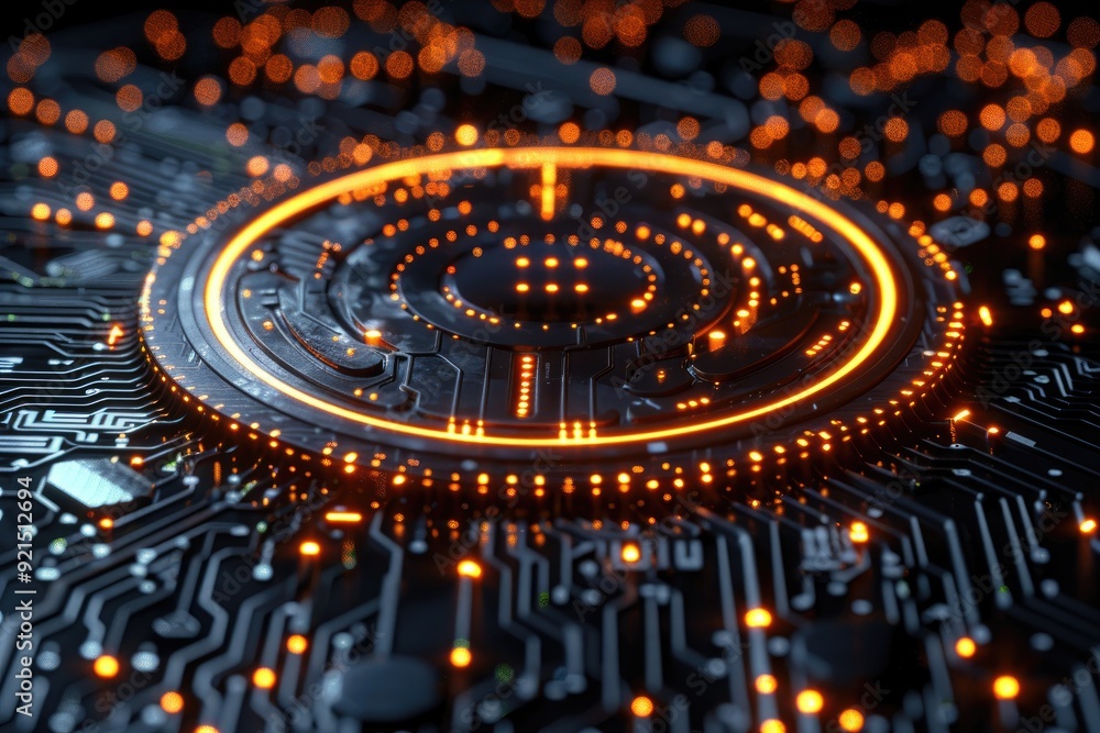 Poster illuminated circular hub on a circuit board