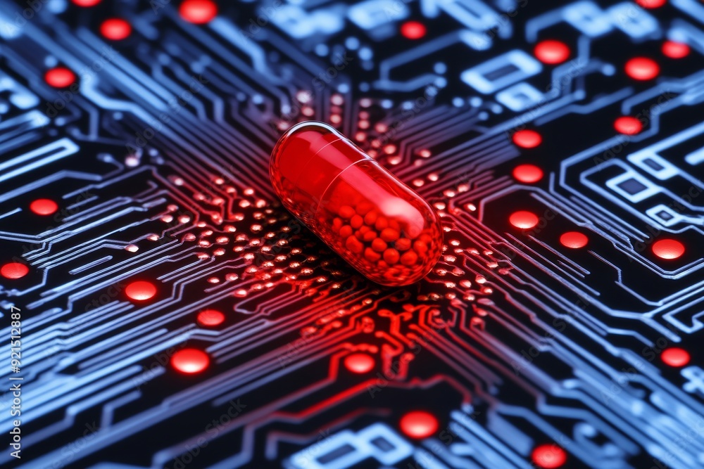 Poster 3d render of a secure digital pill container showcasing future technologies in medication management