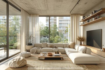 Fototapeta premium Living room with home film theatre setup UHD wallpaper