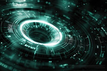 Fototapeta premium Abstract Futuristic Technology with Glowing Green Circles