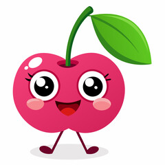 Cherry isolated on white,  Apple vector illustration, Food light bulb vector art,  Cherry silhouette,  Cherry vector icon, red apple cartoon line art, eps