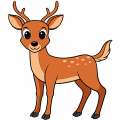 Fototapeta premium Beer isolated on white, deer vector illustration, animal vector art, deer silhouette, pet vector icon, deer cartoon line art, eps