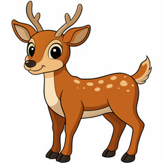 Fototapeta premium Beer isolated on white, deer vector illustration, animal vector art, deer silhouette, pet vector icon, deer cartoon line art, eps