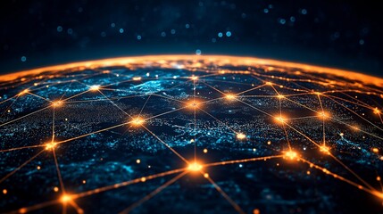 An electronic depiction of international communication networks, displaying networked nodes and data flow, signifying global connectivity and information sharing
