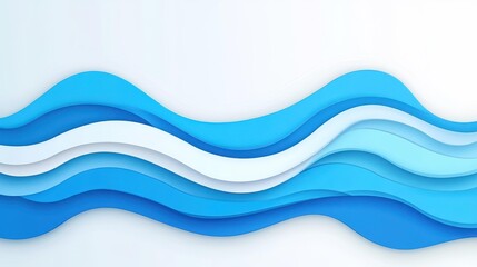 Fototapeta premium Abstract ocean waves flow in serene blue hues, creating a vibrant and modern cartoonstyle illustration.