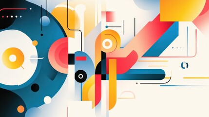 Obraz premium Dive into a vibrant tech world with colorful flat illustrations and unique textures that captivate the digital essence.