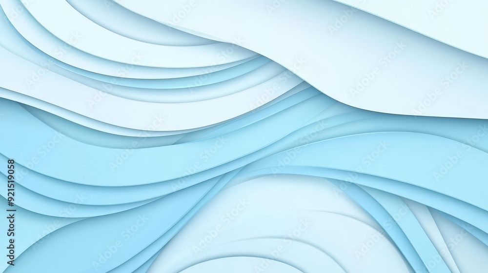 Poster explore a serene abstract design featuring soft blue curves that create a tranquil and modern feel i