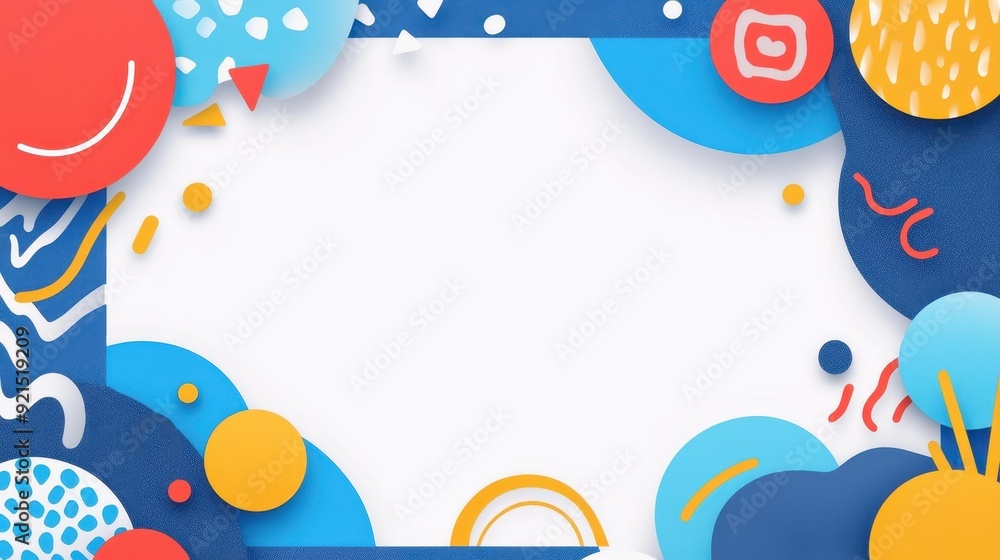 Poster vibrant blue abstract shapes create a modern backdrop, featuring geometric patterns and blank space 