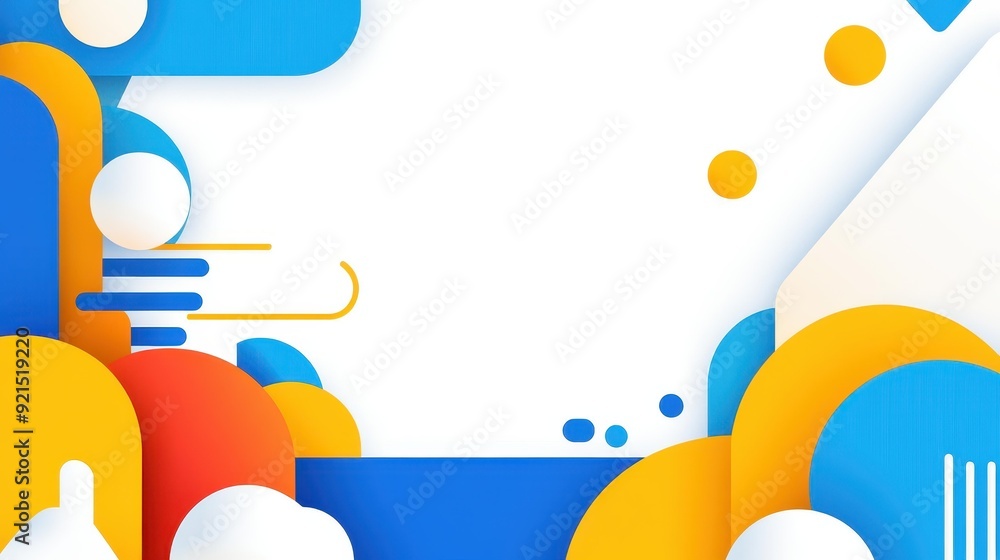 Poster vibrant blue abstract shapes create a modern backdrop, featuring geometric patterns and blank space 