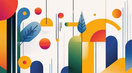 A fresh abstract white background, featuring geometric patterns and textures in a vibrant, modern flat design.