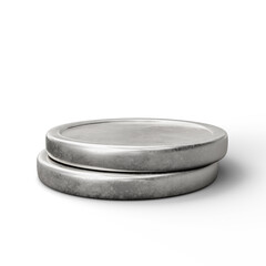Silver Coin on White Background. 3D Illustration. File With Clipping Path.