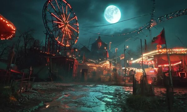 walking vlog on creepy night carnival