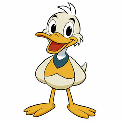 Duck isolated on white, Duck vector illustration, animal vector art, Duck  silhouette,  pet vector icon, Duck cartoon line art, eps