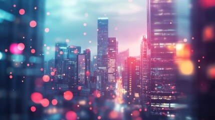 Fototapeta premium Cityscape at Dusk with Blurred Lights