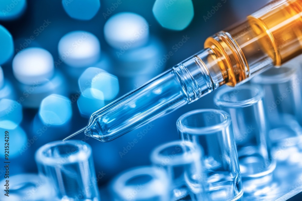 Poster close up of a blue capsule dripping with a liquid solution symbolizing targeted medication