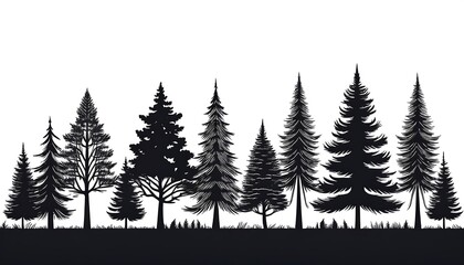 Fototapeta premium silhouette of abstract pine trees illustration