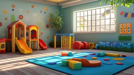 Children's school playroom, 3d playground 